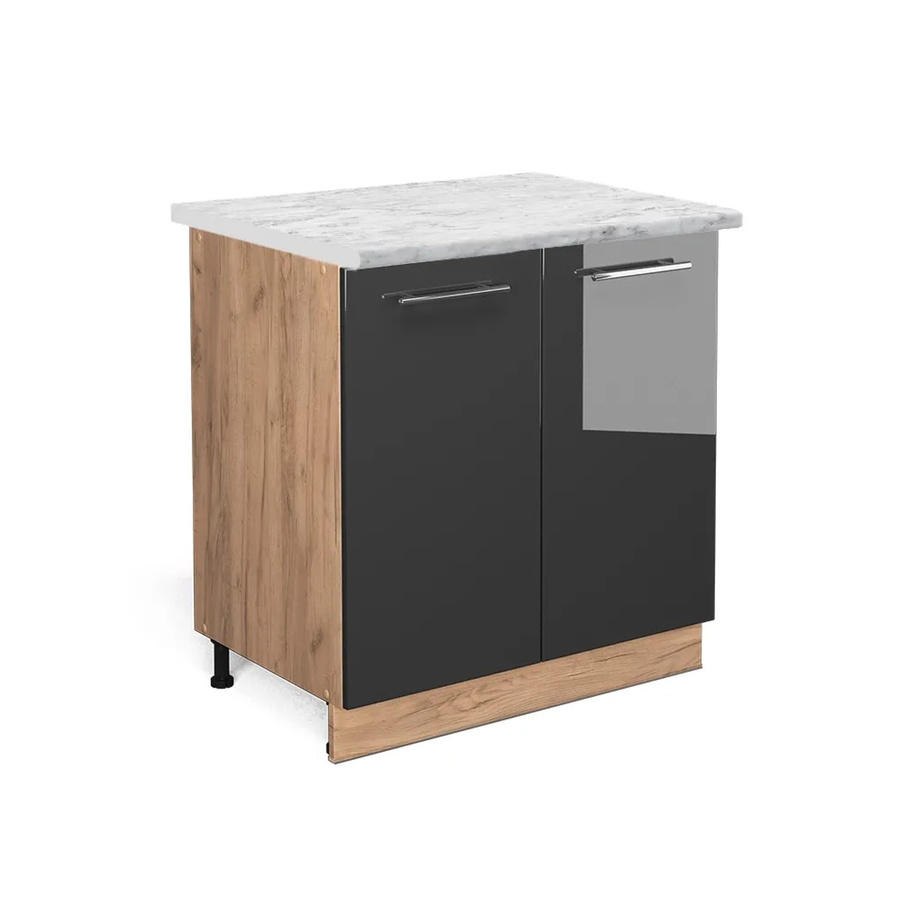 Vicco Spülenunterschrank Fame-Line in Anthrazit Hochglanz und Goldkraft Eiche mit Regal, B/T/H: 80 x 60 x 82 cm - Bild 2