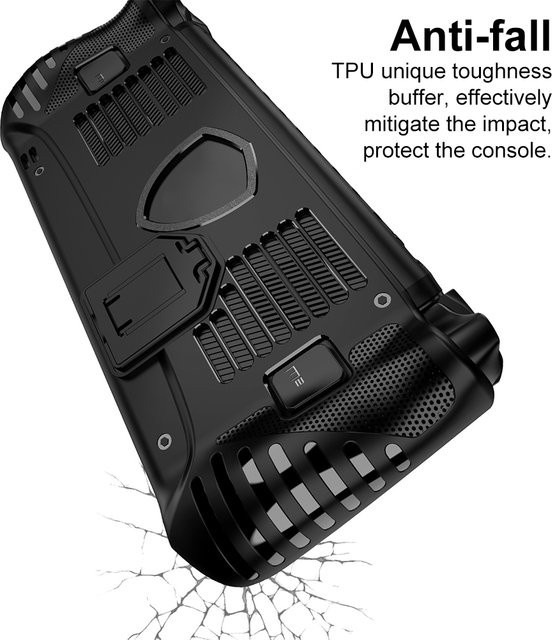 Stoßfeste TPU-Schutzhülle für MSI Claw 8 AI+ 2025 in Schwarz mit integriertem Ständer - Bild 1