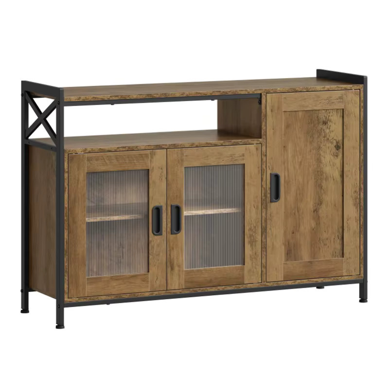 WOLTU Küchenschrank aus Holz in Braun mit 3 Türen und 2 verstellbaren Regalen, B/H/T: 110 x 75 x 33 cm - Bild 5