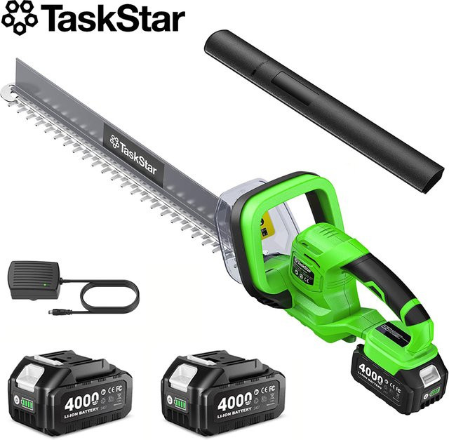 TaskStar Akku-Heckenschere mit Laubabsauger und Doppelaktionsmesser in Grün - Bild 1