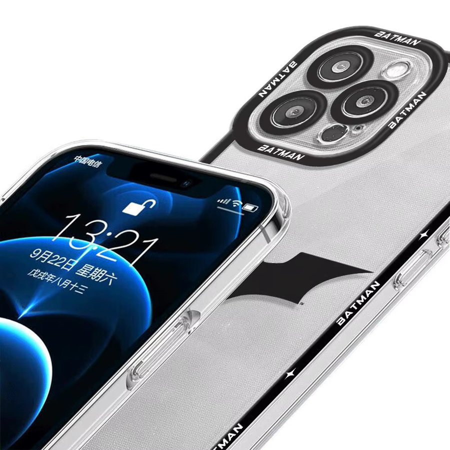 Batman Logo Schutzhülle für Apple iPhone kompatibel mit iPhone 15 Pro Max, 14, 13, 12, 11, XS Max, XR, SE, 8, 7, 6s transparent matt stoßfest - Bild 2