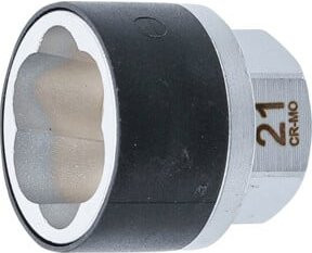 BGS Spiral-Profil-Steckschlüssel-Einsatz Schraubenausdreher aus Chrom-Molybdän-Stahl in Silber mit Antrieb Außensechskant 21 mm und SW 21 mm - Bild 1