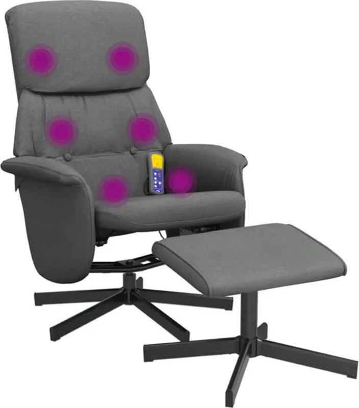 vidaxl Relaxsessel Massagesessel mit Fußhocker aus Stoff in Anthrazit und Grau - Bild 1