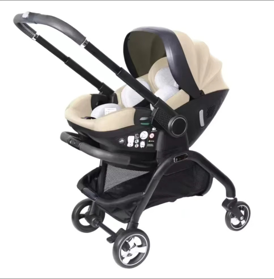 LUVCHAIN 3-in-1 Kombi-Kinderwagen mit Babyautositz für Neugeborene in Grau und Schwarz - Bild 5