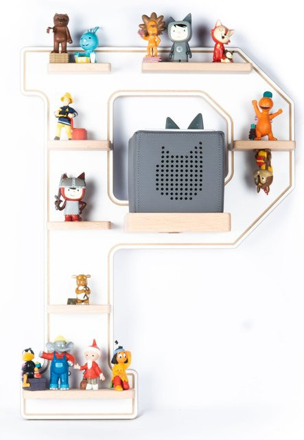 BOARTI Kinderregal Buchstabe P aus Holz als Wandregal für Toniebox und Figuren mit Magneteinsätzen, H x B x T: 54 x 40 x 19 cm - Bild 1