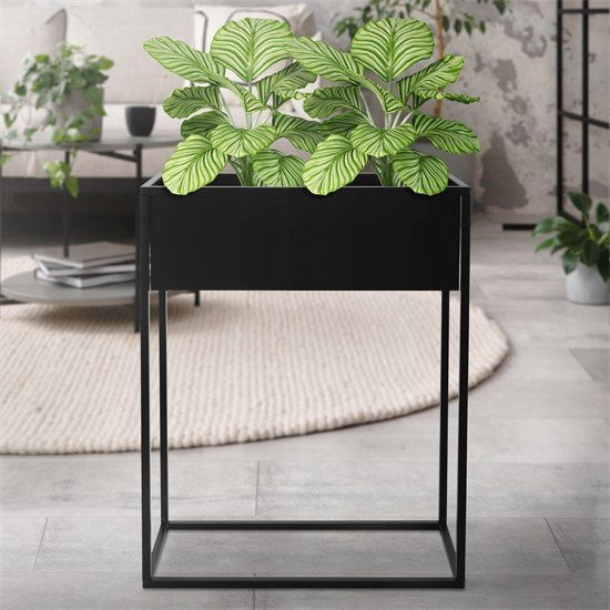 ML-Design Blumenständer aus Metall in Schwarz, stehend und rechteckig, B/T/H: 60 x 25 x 78 cm - Bild 3