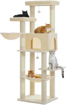 Pawz Road Kratzbaum für Katzen in Beige mit Höhle und Hängematte, Höhe: 186 cm - Bild 1