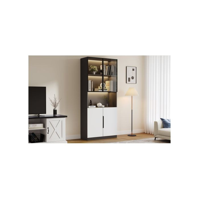 MUVOE Vitrine in modernem Design mit LED-Beleuchtung und Glastüren, B/T/H: 80 x 30 x 200 cm - Bild 2