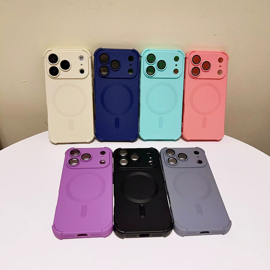 LICOERS Magnetische Silikon Hülle mit Luftkissen für iPhone 17, 16, 15 Pro Max und Plus, Mattes Flüssigsilikon in Weiß, MagSafe Kompatibel - Bild 2