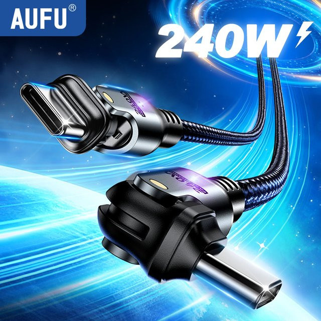 AUFU USB Typ C Ladekabel 240W 5A PD3.1 Schnellladekabel Schwarz - Bild 1