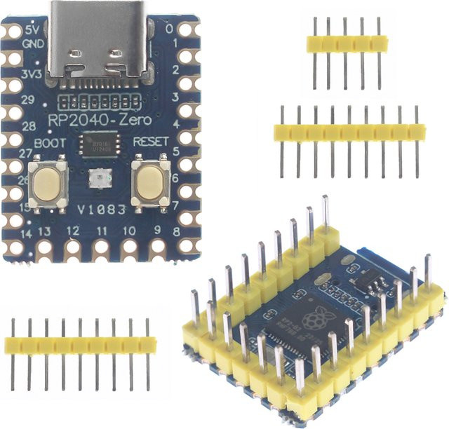 Raspberry Pi RP2040-Zero Mikrocontroller Development Board in Blau mit Dual-Core Cortex M0+ Prozessor und 2 MB Flash - Bild 1