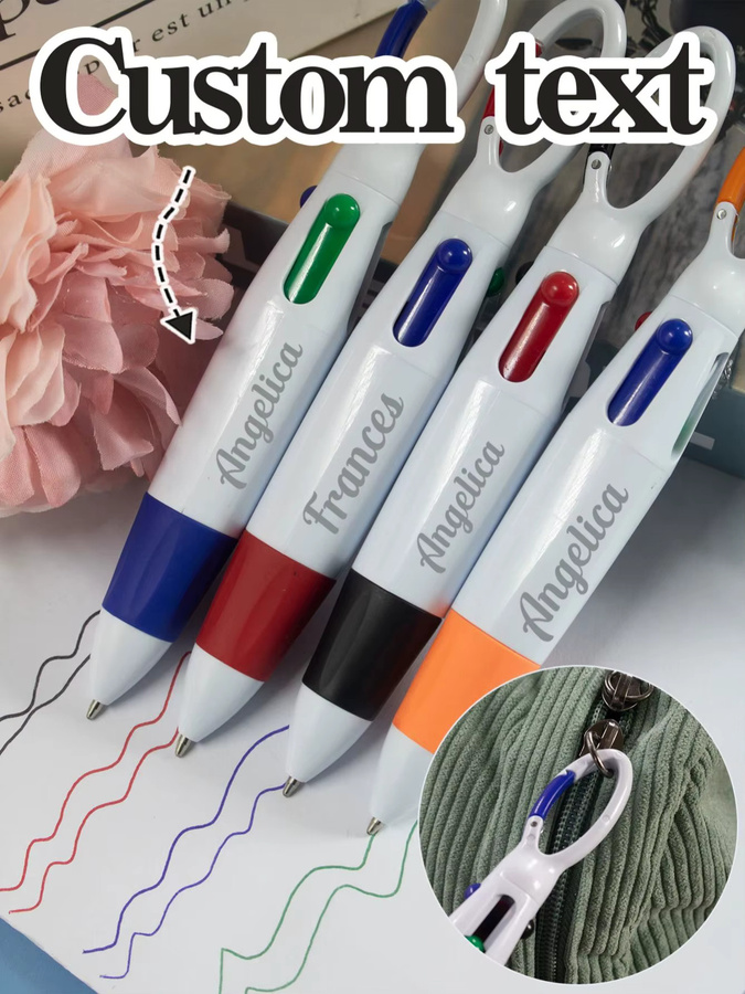Personalisierter Karabiner-Vierfarbstift in Mehrfarben mit schwarzer Tinte - Bild 3