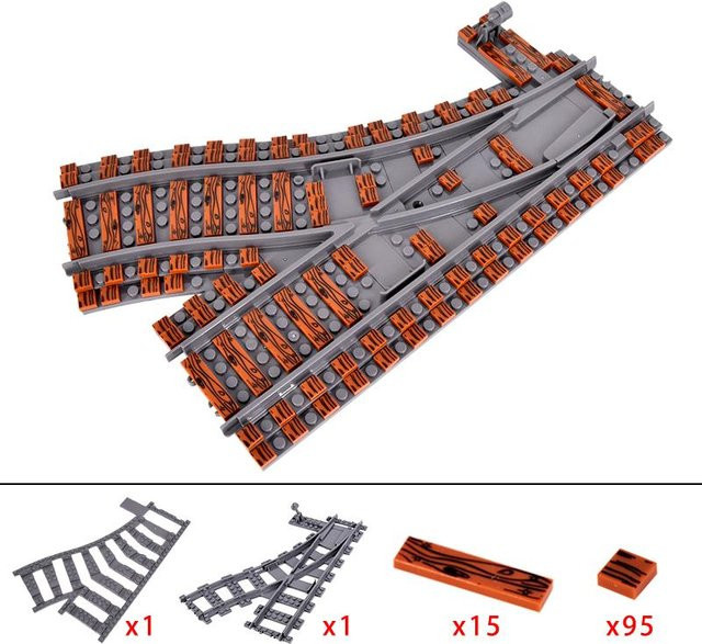 Kidsly MOC Stadt Zug Schalt Tracks Basis Schienen Kreuzung, 5-teiliges Set, ab 14 Jahren - Bild 1
