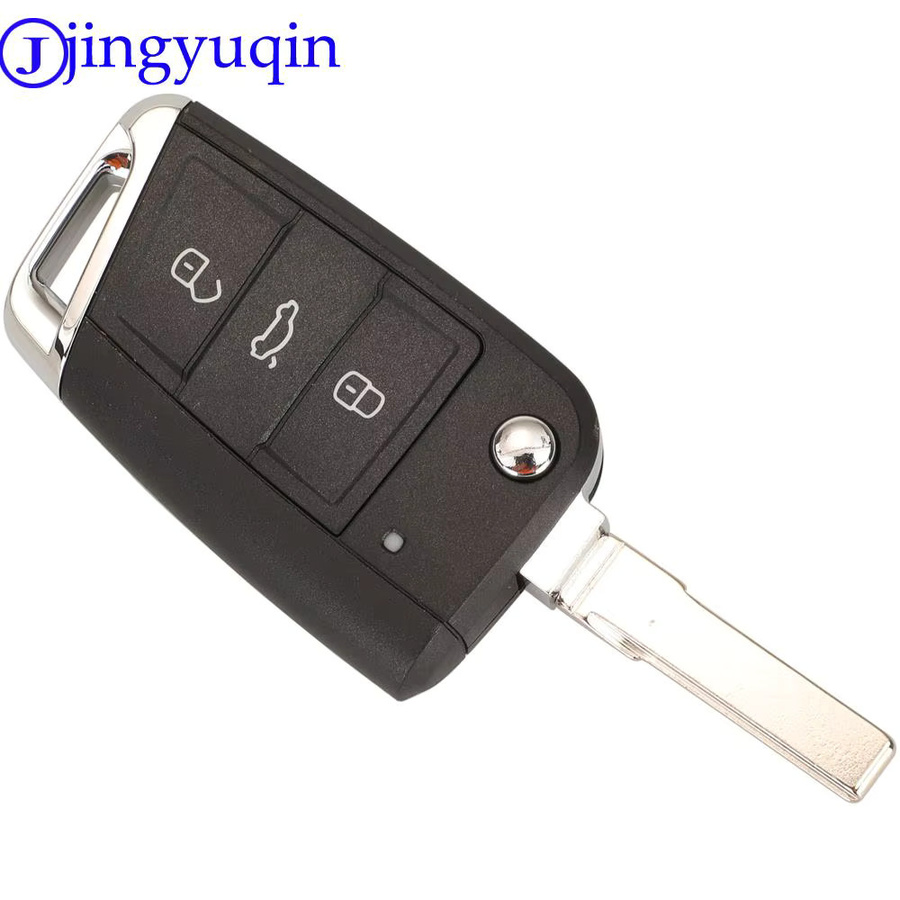 Jingyuqin Flip Folding Key Fob Shell für VW Golf 7 GTI MK7 Skoda Octavia A7 in Schwarz - Bild 3