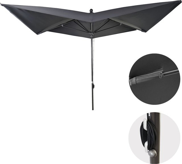 MCW Luxus-Sonnenschirm A37 in Anthrazit mit Polyester-Bespannung und Aluminiumgestell, Durchmesser: 4,24 m - Bild 1
