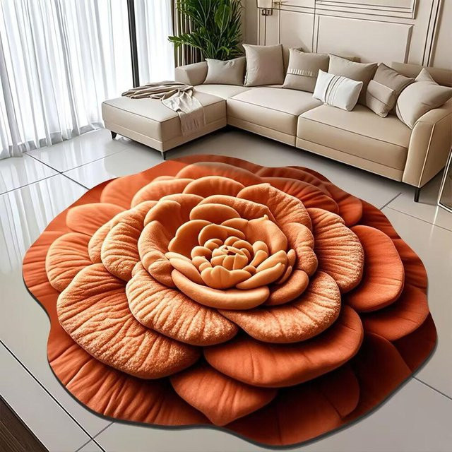 Pfingstrose Fußmatte mit floralem Design, schmutzabweisend und saugfähig, Farbe: Orange, B/T: 40 x 40 cm - Bild 1