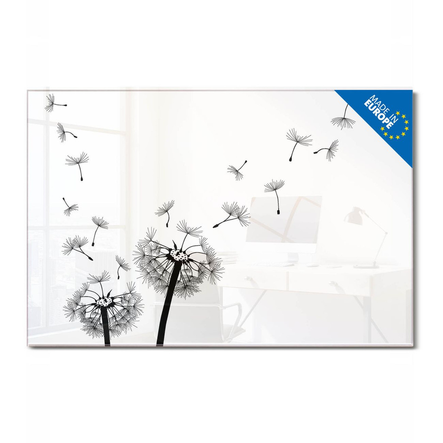 banjado Glas Magnettafel Motiv Pusteblume, weiß, Querformat, B: 75 cm, H: 50 cm, rahmenlos und beschreibbar - Bild 1