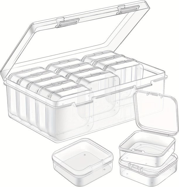 15er Set Perlen-Aufbewahrungsboxen aus Kunststoff mit Deckel in Weiß und Transparent von Perfect Life 168 - Bild 1
