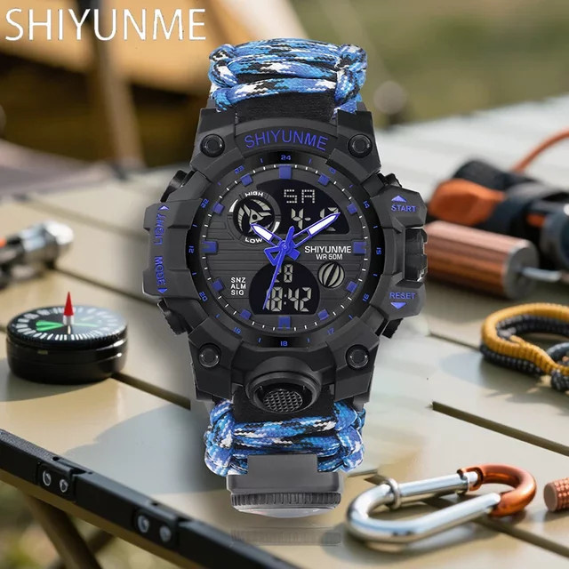 SHIYUNME Chronograph Digitaluhr, Kunststoff, Schwarz, Herren - Bild 1