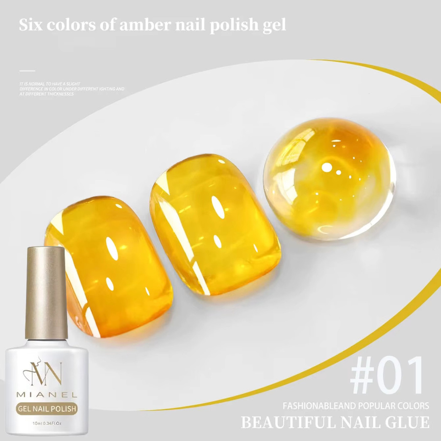 MIANEL Jelly Gel Nagellack, Eisiger Karamell, 10 ml, Glänzend - Bild 4