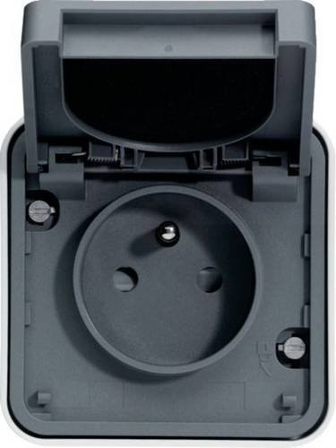 Hager Schutzkontakt-Aufputzsteckdose IP55 Grau WNC100EC - Bild 1