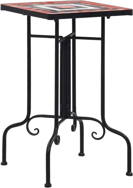 vidaXL Beistelltisch Mosaik Keramik und Metall in Terrakotta und Weiß B/T/H: 35 x 35 x 56 cm - Bild 1