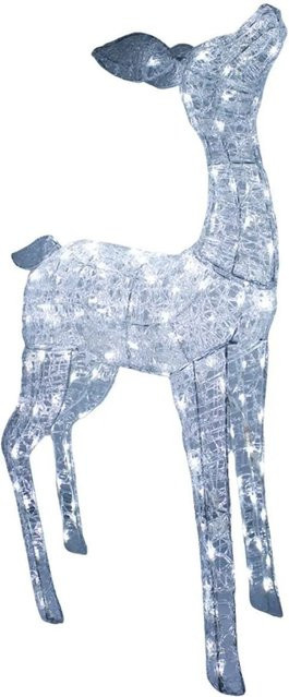 Lex XL LED Acryl Hirschkuh Weihnachtsfigur in Weiß, beleuchtete Weihnachtsdekoration für Außen und Innen, Höhe: 104 cm - Bild 1