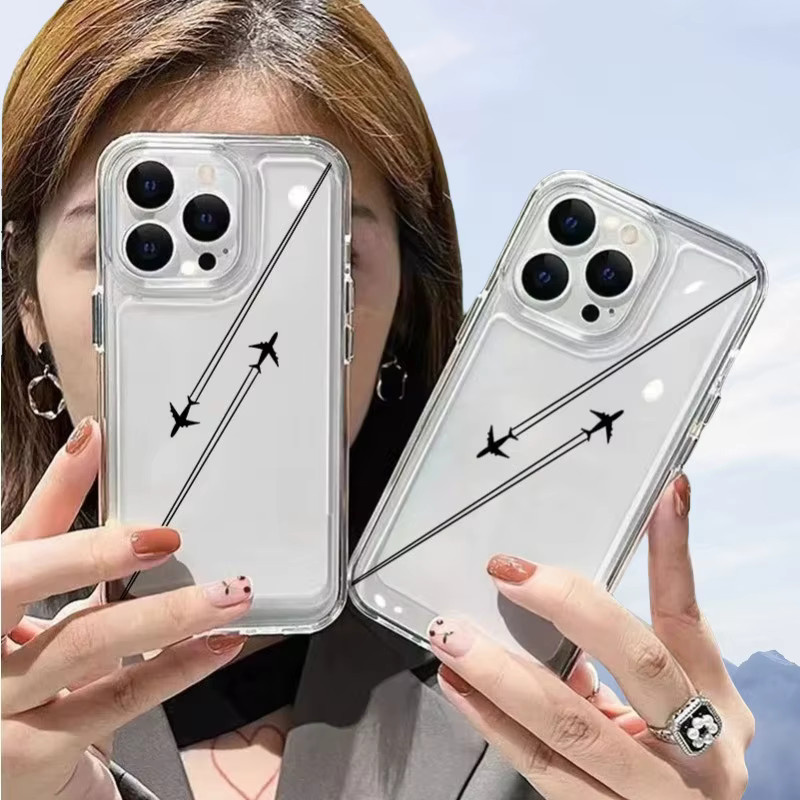Transparente TPU-Handyhülle mit Zwei-Flugzeuge-Muster für Apple iPhone 17 16 15 13 12 11 Pro Max Air Plus Serie - Bild 2