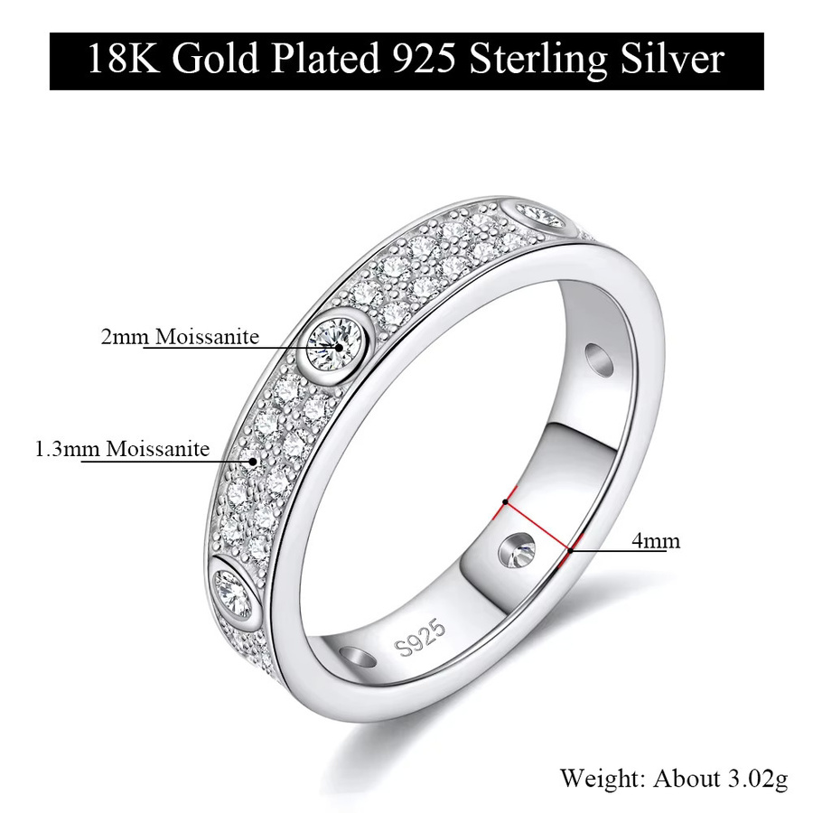 M-JAJA Eternity Moissanit Ring, 925 Silber, Roségold, Damen - Bild 4