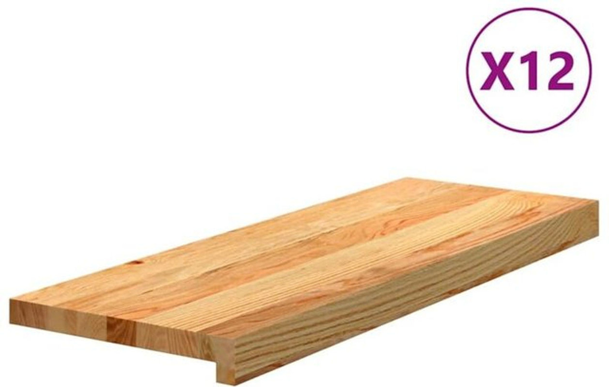 Vidaxl Treppenstufen aus Massivholz Eiche Natur Braun, 12 Stück, B/H/T: 70 x 2 x 30 cm - Bild 1