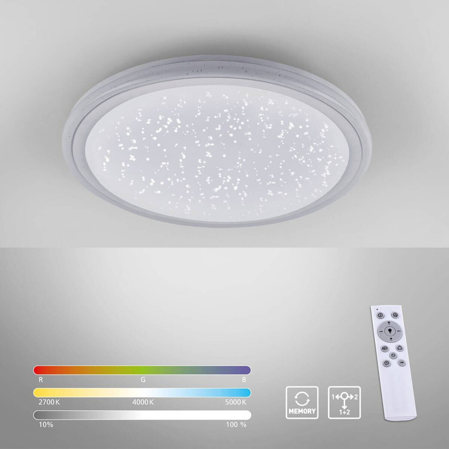 Just Light LED Deckenleuchte in Weiß mit Fernbedienung und RGBW-Funktion, Durchmesser: 40 cm, Höhe: 7,5 cm - Bild 2