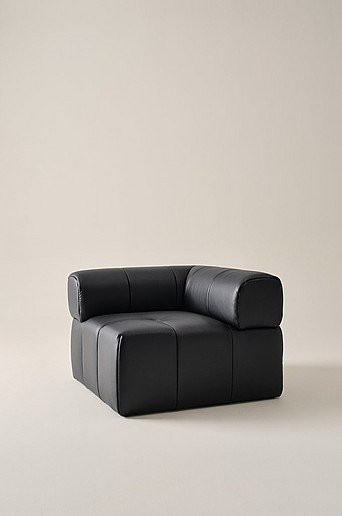 DERMY Sofamodul Ecke Jotex in Schwarz mit PU/Leder-Mix und Holzgestell - Bild 1