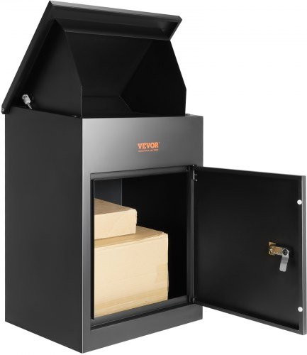 VEVOR Paketbriefkasten aus Stahl in Schwarz mit Passwortschloss, H x B x T: 58,3 x 44 x 35 cm - Bild 1