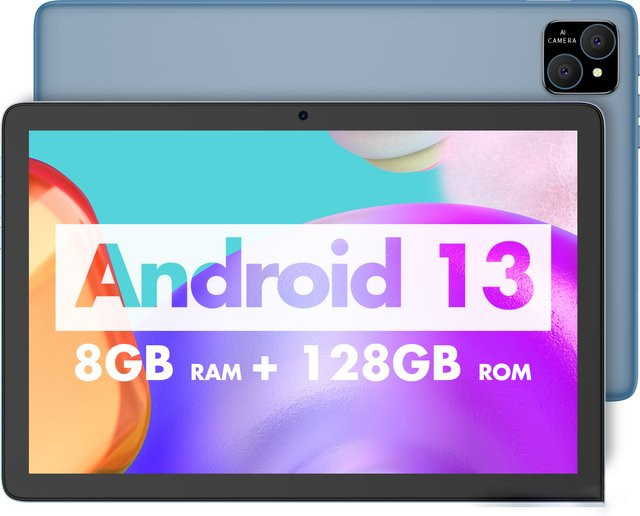 PRITOM Tablet 10 Zoll mit Android 13, Octa-Core, 128 GB Speicher, 8000 mAh Akku und Wi-Fi in Grün - Bild 1