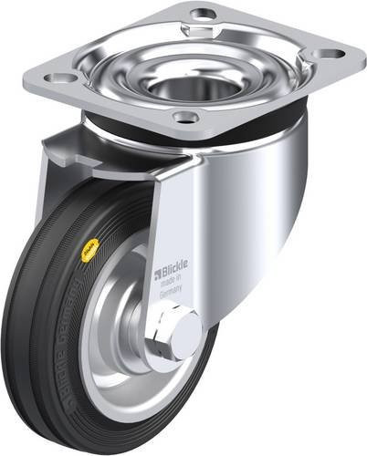 Blickle Lenkrolle LK-RD 100R-1 aus Stahl und Kunststoff, Farbe Silber/Schwarz, Rad-Durchmesser: 100 mm, Tragfähigkeit: 100 kg - Bild 1