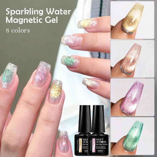 MEET ACROSS Blauer Bubble Jelly Magnetischer Gel-Nagellack, 7 ml, Schimmernd - Bild 1