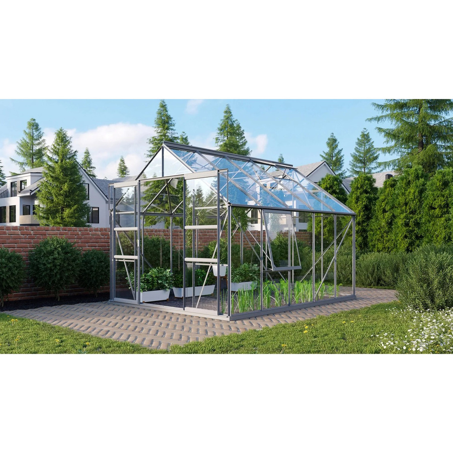 Vitavia Gewächshaus Meridian 2 8300 aus Aluminium und ESG-Glas in Silber, B/T/H: 321 x 257 x 232 cm - Bild 2