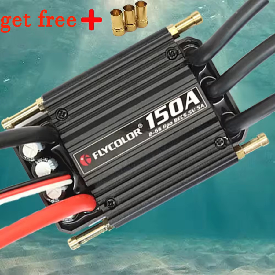 Flycolor ESC Geschwindigkeitsregler für RC-Boote, Bürstenlos, 2-6S Lipo, BEC 5,5V/5A, Schwarz - Bild 4