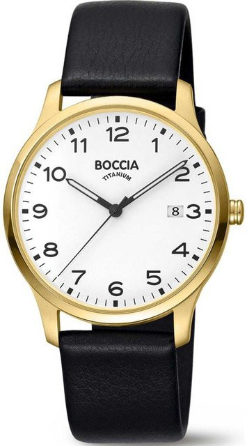 Boccia Herrenuhr, Quarz, Titan, 39 mm, Leder, Silber, 5 ATM - Bild 1