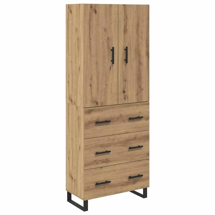 vidaXL Highboard 2-teilig in Artisan-Eiche mit Glasfronten und Schubladen, B/T/H: 180 x 34 x 60 cm - Bild 2