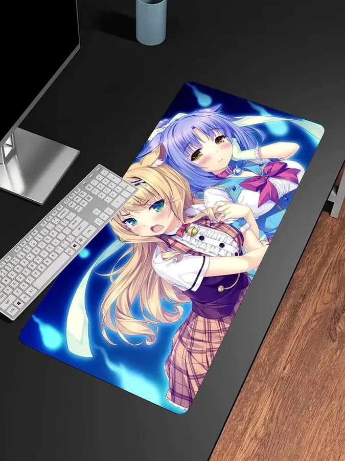 Anime NekoPara Gaming-Mauspad XXL Schreibtischunterlage rutschfest, B/T: 90 x 40 cm, schwarz/mehrfarbig - Bild 3