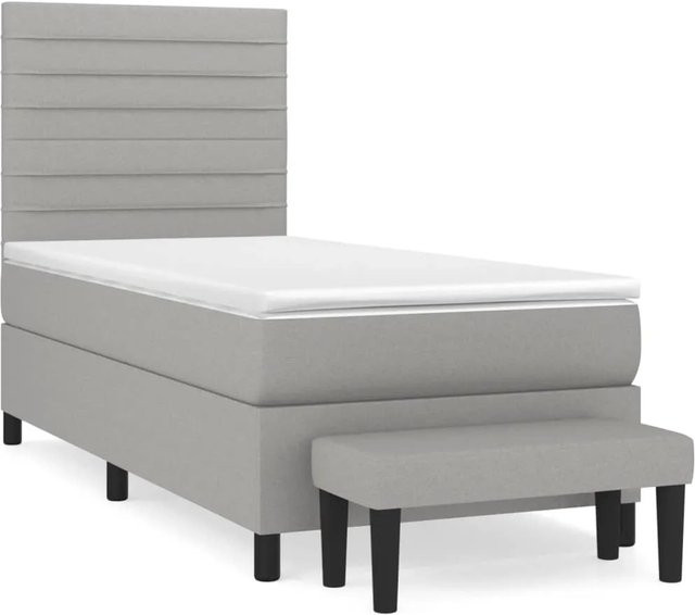 vidaXL Boxspringbett mit Matratze Hybrid-Design in Hellgrau, B/T/H: 90 x 190 x 118 cm - Bild 1