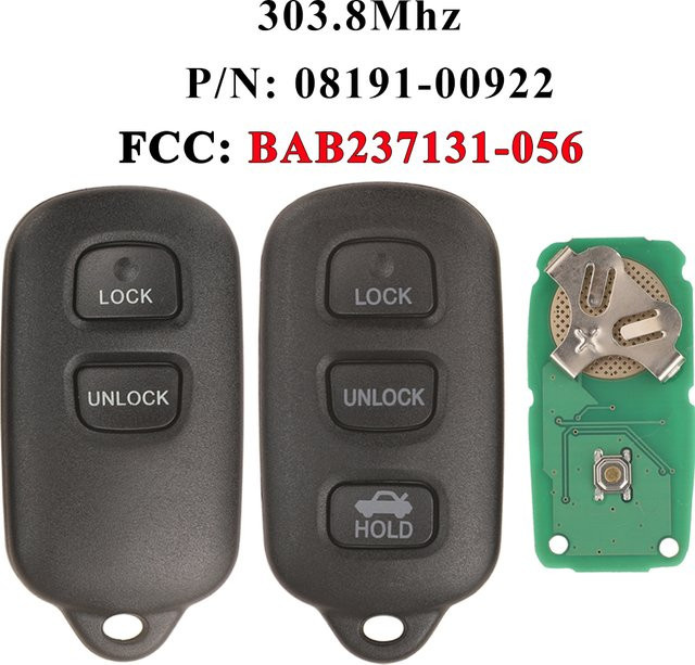 Jingyuqin Remote Auto Schlüssel Anhänger Bab237131-056 in Schwarz, 303,8 MHz für Toyota Mr2 Spinne, Tacoma, Tundra und Rav4 - Bild 1