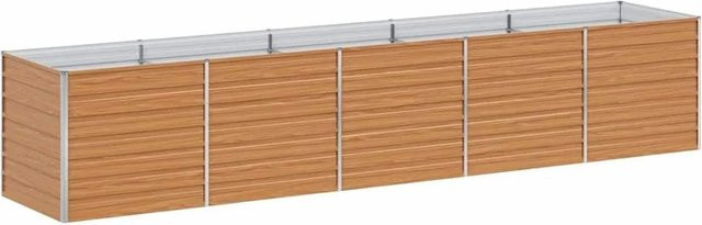 vidaXL Hochbeet aus verzinktem Stahl in Hellbraun, B/T/H: 400 x 80 x 77 cm - Bild 1