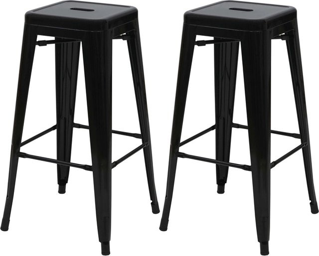 PROREGAL 2er-Set Barhocker im Industrial-Design aus Metall, Schwarz, stapelbar, Sitzhöhe: 77 cm - Bild 1