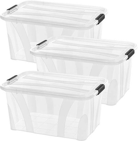 Siena HOME Aufbewahrungsbox Anzio Transparent 14l, 3er-Set, B/H/T: 38,5 x 18,5 x 25,4 cm - Bild 1