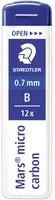 STAEDTLER Mars micro carbon Minen 0,7 mm Stärke B in Schwarz, 12 Stück pro Packung - Bild 1