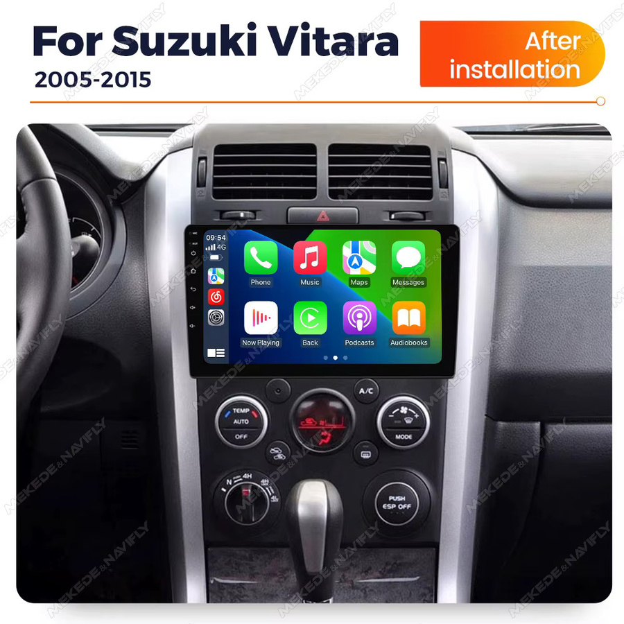 STRONGNAVI Android 14 Autoradio für Suzuki Grand Vitara 3 (2005-2015) mit 9 Zoll Display, GPS, Bluetooth, CarPlay und Android Auto, Schwarz - Bild 2