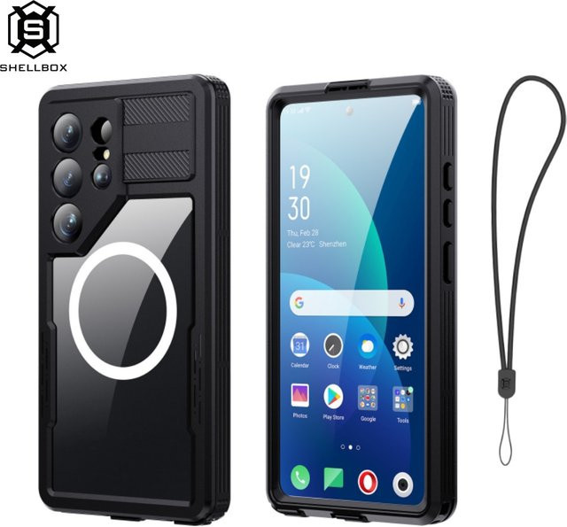 Shellbox Mars wasserdichte und stoßfeste Handyhülle für Samsung Galaxy S26, S25, S24 und S23 in Schwarz - Bild 1
