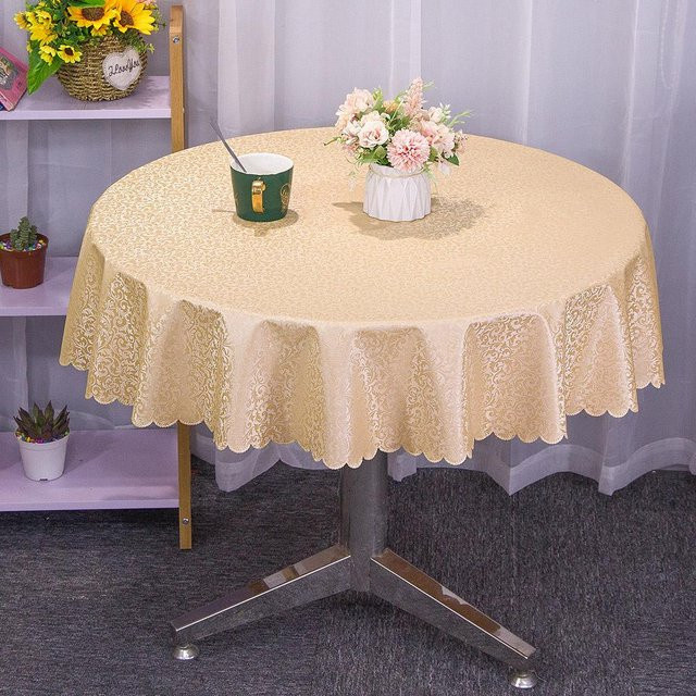 Wasserdichte und hitzebeständige Tischdecke von JMG Household Supplies in Beige mit floralem Vintage-Blumendruck, rund, Durchmesser: 180 cm - Bild 1